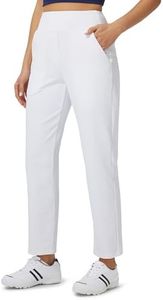 Libin Women Athletic Sweatpants 29'' Travel Pants for Women High Waisted Ankle Pants with 4 Pockets for Golf Casual White XL