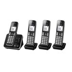 Panasonic KX-TGD624 Cordless Home Phone with dedicated call block key for easy call block registration and Digital Answering Machine - Black and Silver (Pack of 4)