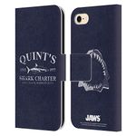 Head Case Designs Officially Licensed Jaws Quint's Shark Charter I Key Art Leather Book Wallet Case Cover Compatible With Apple iPhone 7/8 / SE 2020 & 2022