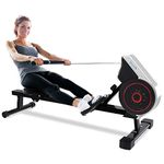 SereneLife Air & Magnetic Rowing Machine - Measures Time, Distance, Stride, Calories - For Gym or Home Cardio Workout