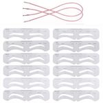 12 Pcs Reusable Eyebrow Stencil, Eyebrow Template with Elastic Band for Beginners (eyebrow distance 2.0cm) Clear