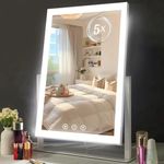 PESOMA Hollywood Vanity Mirror With Lights, Lighted Makeup Detachable 5X Magnification Mirror, Touch Control (Whiterectangular, Tabletop Mount)