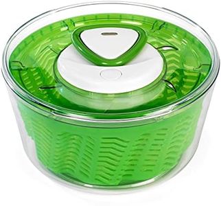 Zyliss Easy Spin Aquavent Salad Spinner | Wash, Dry, and Serve Salad Leaves and Greens | Brake Button for Fluffing Salad | See-Through Lid and Serving Bowl | Non-Slip Base | 26cm X 14cm | Green