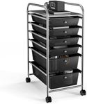 Giantex Rolling Storage Cart with 6 Drawers, Multifunctional Art Craft Tools Organizer on Wheels, Mobile Utility Storage Trolley w/Removable Drawers & Lockable Wheels for Home Office School (Black)