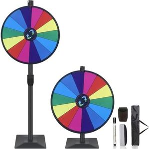 Hooomyai 24 Inch Spining Prize Wheel for Carnival, Heavy Duty Spin The Wheel Spinner 14 Slots with Height Adjustable Floor Stand Dry Erase & Marker Pen for Trade Show Fortune Game