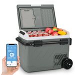 Alpicool 49L Car Refrigerator with APP Control 12V Fridge Freezer, Dual Zone Electric Cooler Box Portable Refrigerator for Car 12V/24V 100-240V(-20℃-20℃) Portable Freezer for Camping Car Trip