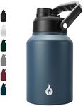 BJPKPK 64 oz Insulated Water Bottle, Dishwasher Safe Half Gallon Water Bottle with Ergonomic Handle, BPA Free Leak Proof Water Jug for Sports, Metal Water Bottle with Anti-Slip Bottom, Navy Blue