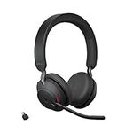 Jabra Evolve2 65 Wireless PC Headset – Noise Cancelling Microsoft Teams Certified Stereo Headphones With Long-Lasting Battery – USB-C Bluetooth Adapter – Black