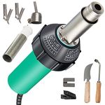 VEVOR Roofing Welder, 8 Pcs PVC Welding Gun, 1600W Hot Air Plastic Welder, 120V PVC Heat Gun, Plastic Welder w/Pipe Heating Core, Stepless Temperature Regulation 104-1112°F Plastic Welder Kit Green