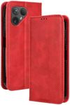 COMAKU Multifunctional Fairphone 5 Case, Wallet Phone Case with Built-in Card Slots - Red