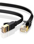 UGREEN Cat7 Ethernet Cable, High Speed 10Gbps 600Mhz/s Shielded LAN Cord Flat Gigabit RJ45 Patch Cords Internet Wire Black for Gaming PS5 Xbox PC Router Modem Smart TV(3M)