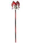 Psycho Jester Black and White Cane, Red/Black, One Size