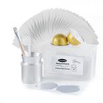 Reusable Vertuo Metal Capsule Refill Kit 100 Pcs Aluminum Foil Seals for Nespresso Vertuoline with a Brush, Scoop, Holder