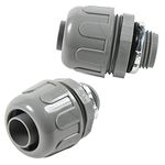 HQRP 2-Pack 1/2-Inch Nonmetallic Plastic Liquid Tight Connector 180 Degree Straight Electrical Conduit Connector Fitting [UL Listed]