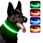 iTayga LED Dog Collar, Light Up Dog Collar Lights USB Rechargeable Puppy Christmas Collar Adjustable Pet Collar Comfortable Soft Mesh Safety Dog Collar for Small, Medium, Large Dogs(Medium,Green)