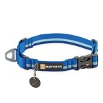 RUFFWEAR Web Reaction Collar, Small Dog Collar, Adjustable Martingale Collar with Aluminium V-Ring & Side Release, Fabric Reflective Dog Collar with Tubelock Webbing, 36-43cm, Blue Pool