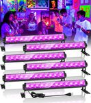 6 Pack LED Black Light, Blacklight Bar Light Up to Lagre Area with Switch+Plug+6ft Cable, Glow Party Light Supply for Halloween, Fluorescent Poster, Body Paint, Birthday, Bedroom, Classroom