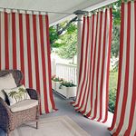 Elrene Home Fashions Highland Stripe Indoor/Outdoor Curtain Panel, 50 inches X 108 inches, Red