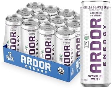 ARDOR ENERGY Sparkling Water Vanilla Blackberry 12 pack with 100mg Organic Caffeine from Green Tea & 200mg Organic L-Theanine (Focus & Calm). No Sugar. No Calories. Vegan. Gluten Free.