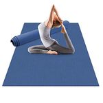 Odoland Large Exercise Mat 72'' x 48'' (6'x4') x6mm for Pilates Stretching Workout Mats for Home Gym Flooring, Extra Thick Non Slip Eco Friendly Yoga Mat with Carry Strap, Deep Blue