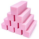 Fuyamp 10 Pcs Nail Buffer Block, Professional 120 Grit Nail Sanding Blocks for Natural Acrylic Nails, Nail Buffer Blacks Manicure Pedicure Tools for Gel Nails Salon Home Use (Pink)