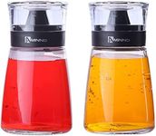 Juvale 2 Piece Small Oil and Vinegar Dispenser Set for Kitchen, Glass Cruet Bottles with No Drip Tops for Salad Dressing, Balsamic, Soy Sauce (5.5 oz)