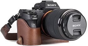 MegaGear Sony Alpha A7S II, A7R II, A7 II Ever Ready Leather Camera Half Case and Strap, with Battery Access - Dark Brown - MG1124