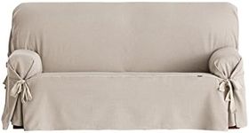 Eysa Constanza Universal Sofa Cover with Ribbons 3 Color 01-Linen, Cotton, Beige, Three Seats