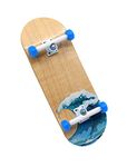 Teak Tuning Complete Fingerboard Waves Edition - Premium, Heat Transfer Graphic - Pro Shape & Size - Bearing Wheels, Pro Trucks, 61A Pro Duro Bushings - 34mm x 97mm Deck