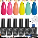 Beetles Gel Nail Polish Set - Pool Party Collection 6 Colors Turquoise Purple Blue Pink Neon Gel Polish Kit Rainbow Yellow Green Nail Gel Polish Soak Off LED Lamp DIY Home Salon Nail Art Gift