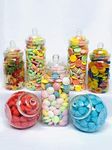 7 Retro Large Plastic Sweet Jars for Pick & Mix, Victorian Sweet Shop, Candy Buffet Kit, Party Pack