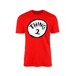 WillowGifts Thing 1 Thing 2 T-Shirt Top Tee Novelty World Book Day Library Cartoon Human-Like Twins One Two Cute Mischief Reckless Cheeky Naughty Box Gift Present (Thing Two, 12-14 Years)