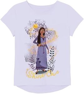 Disney Girls Wish Movie Asha & Star Short Sleeve T-Shirt-Sizes 2-16, Lavender, 7-8
