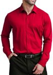 COOFANDY Mens Dress Shirts Long Sleeve Wrinkle Free Shirts Regular Fit Button Down Business Formal Shirts, Red, Medium