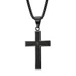 MERTTURM Stainless Steel Cross Necklace for Men, Cross Pendant Necklace with Chain 60cm, Silver/Gold/Black Necklace, Gift for Birthday/Christmas/Easter/Thanksgiving Day(lightfast & sweatproof)