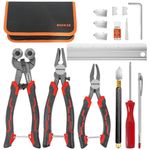 PINOZE 14-Piece Glass Cutting Tool Kit, Glass Cutter 2-20MM, 8"/20cm Wheeled Tile Nippers & Glass Running Pliers, Breaker Grozer Pliers, Aluminum Cutting Ruler for Stained Glass, Tiles, Mosaic Cutting