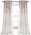 Lush Decor Weeping Flowers Darkening Window Curtains Panel Set for Living, Dining Room, Bedroom (Pair), 52" W x 84" L, Blush & Gray