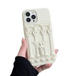 Ownest Compatible for iPhone 15 Pro Max Case with Silicone 3D Cute Angel Statue Retro Pattern Fashion Simplicity Design Aesthetic Women Teen Girls Phone Shockproof Cover -Whtie