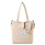 Makukke Corduroy Totes Bag - Women's Shoulder Handbags Big Capacity Shopping Bag (Khaki)