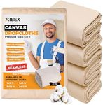 XIBEX Canvas Drop Cloth for Painting (6x9) ft with Thick Texture | Sturdy Multi-Purpose Painting Drop Cloth Canvas for Curtains, Furniture & Floor Protection, Pack of 4 Drop Cloths for Painting Canva