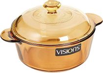 Visions 0.8 Litre Pyroceram Glass Versa Pot with Glass and Plastic Covers, Amber