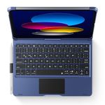 edaiser Swivel Keyboard Case for Apple 2022 iPad 10th Generation 10.9-inch A2696 A2777 A2757:,360° Rotatable Cover with Pencil Holder, Wireless, Multi-Touch Ttrackpad, RGB Backlit, Metallic Blue