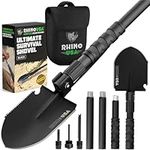 Rhino USA Survival Shovel w/Pick - Heavy Duty Carbon Steel Military Style Entrenching Tool for Off Road, Camping, Gardening, Beach, Digging Dirt, Sand, Mud & Snow. (Survival Shovel.)