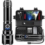 Blukar LED Torch Rechargeable, 500000 Lumens Super Bright Torches - Adjustable Focus,5 Modes,5000 mAh Long Lasting,IP67 Waterproof,Powerful Handheld Flashlight for Camping,Hiking,Emergency-Black