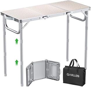 GARLLEN Table pliante pour camping, 3 hauteurs réglables, table de pique-nique pliante légère avec sac de rangement, tables d'extérieur portables en aluminium pour l'extérieur, camping, barbecue, 86,9