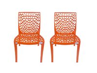 EVEREST MOLDED FURNITURE Web Series Cafe/Restaurant/Garden/Home Outdoor Plastic Chair - (Set of 2 Pieces) (Orange)