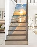 FLFK Stair Decals - Stair Stickers Decals Peel and Stick,Sunrise Coast Stair Risers Decals Self-Adhesive for Home Decor, 39.3" W x 7" H x 13Pcs