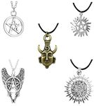 Luomi 5 pcs Supernatural Necklace Dean Winchester Mask Pendant Necklace,Supernatural Merchandise Inspired Jewelry, Nylon, No Gemstone