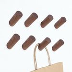 HRONRAD 8PCS Wood Wall Hooks, Natural Wooden Coat Hooks, Handmade Rustic Rack for Entryway, for Hanging Hat/Bags/Clothes/Towels/Dog Leash, Black Walnut, 8CM