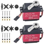 DiGiYes 2 Pack 20KG RC Servo High Torque Servo Motors, Full Metal Gear Steering Servo with 25T Servo Horn for 1/8 1/10 RC Car Robot DIY, Control Angle 180°